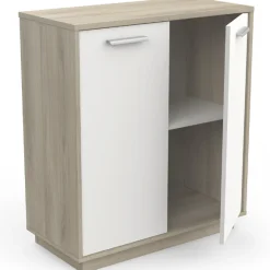 Ablageschrank Leontien 2 Flügeltüren-Kronberg Eiche/Mattweiß