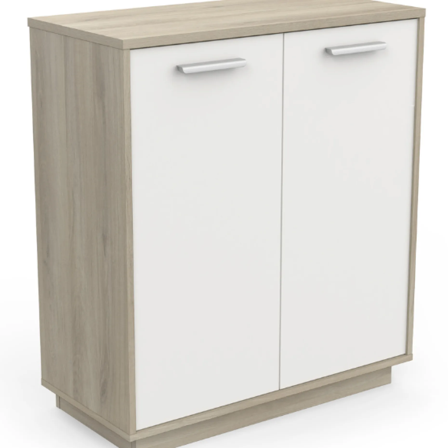 Ablageschrank Leontien 2 Flügeltüren-Kronberg Eiche/Mattweiß