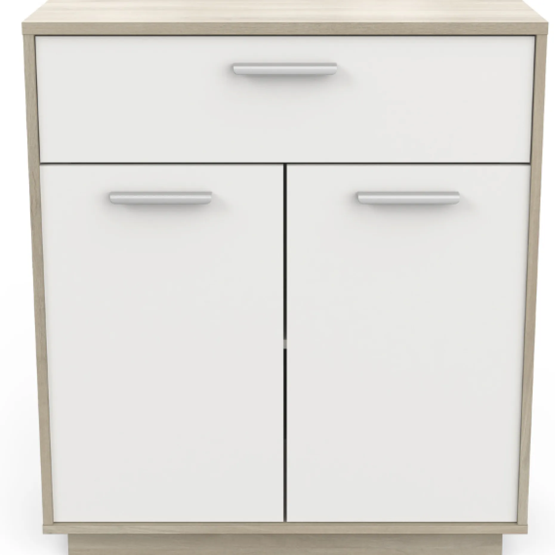 Ablageschrank Leontien 2 Flügeltüren und 1 Schublade Kronberg Eiche/Mattweiß