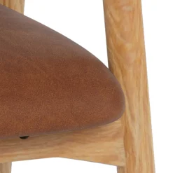 Emob Addi Esszimmerstuhl mit Armlehne in PU Retro Brandy 691B FR, Untergestell Eiche