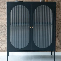 Adelaide Schwarzer Vitrinenschrank 90x35x110 cm
