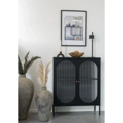 Adelaide Schwarzer Vitrinenschrank 90x35x110 cm
