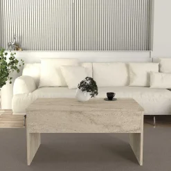 Emob Akilli Couchtisch | 100 % MELAMIN | Travertin