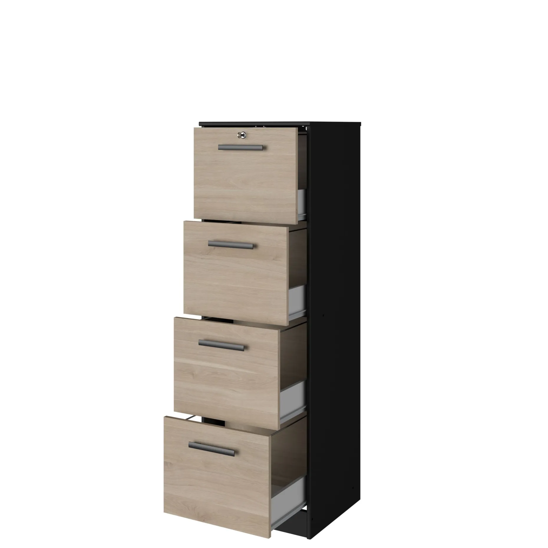 Aktenschrank Sil-138cm-4 Schubladen-schwarz/schick