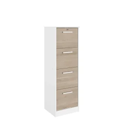 Aktenschrank Sil-138cm-4 Schubladen-weiß/Eiche