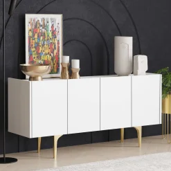 Albina Konsole | 100 % MELAMIN | Weiß, Gold