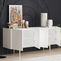 Albina Konsole | 100 % MELAMIN | Weiß, Gold