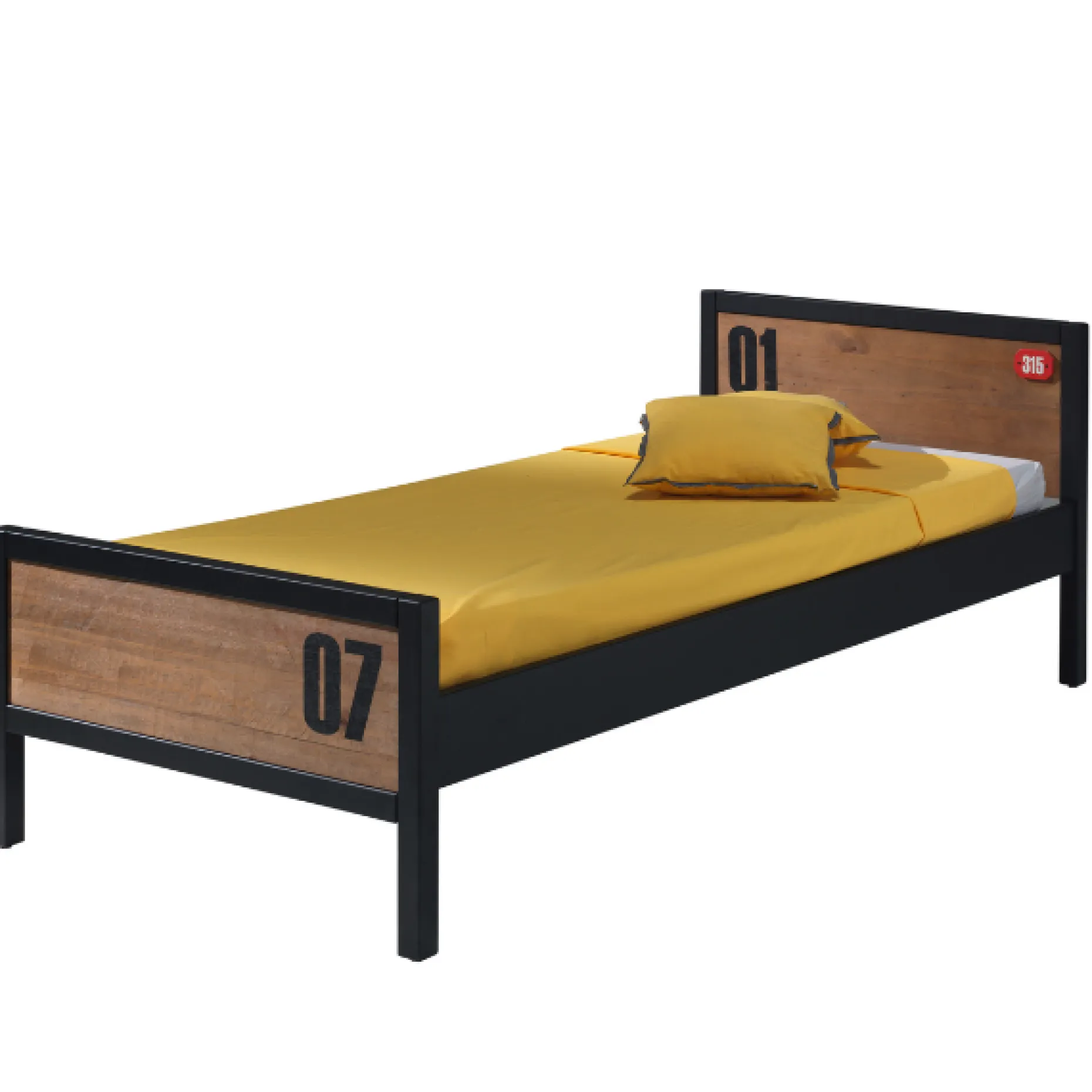 AlexKinderzimmer : Bett 90x200cm Bettschublade, Nachttisch - Kiefernholz