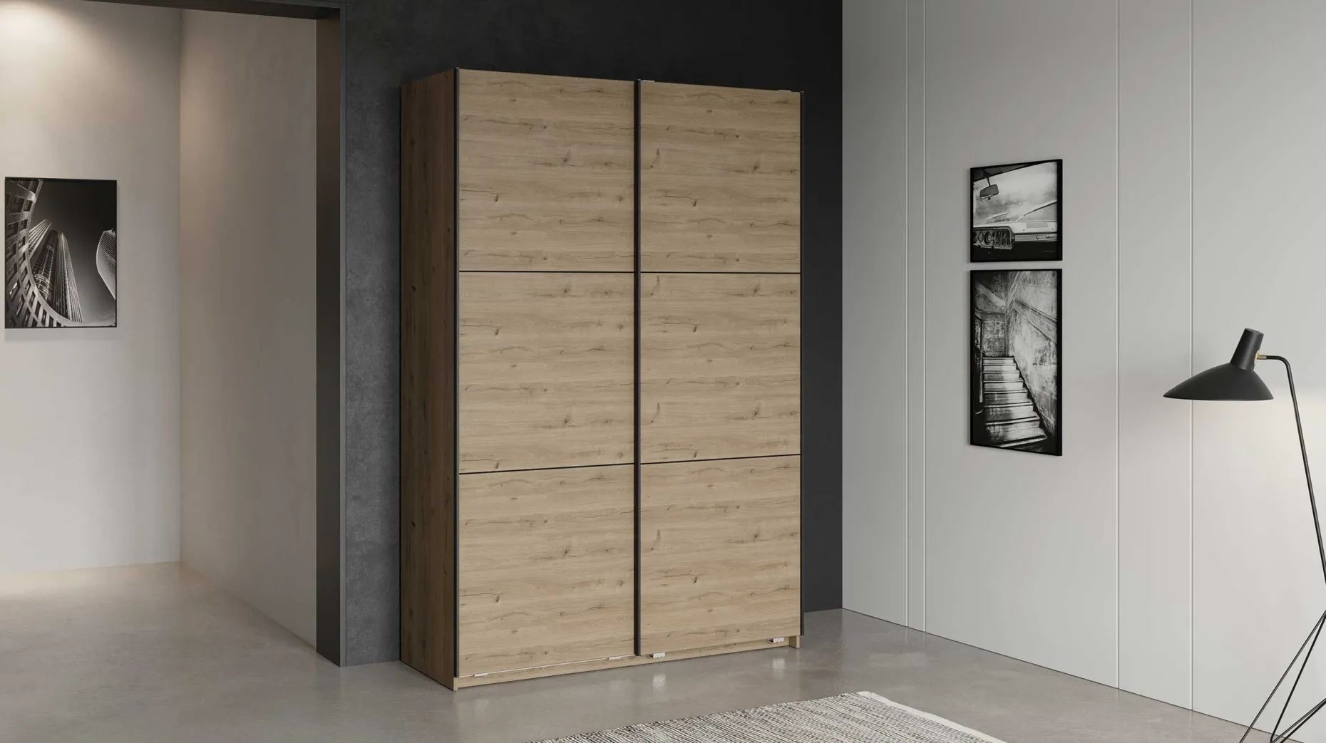 Alhambra Kleiderschrank - 148x60x223,70 cm - Braun/ Spanplatte