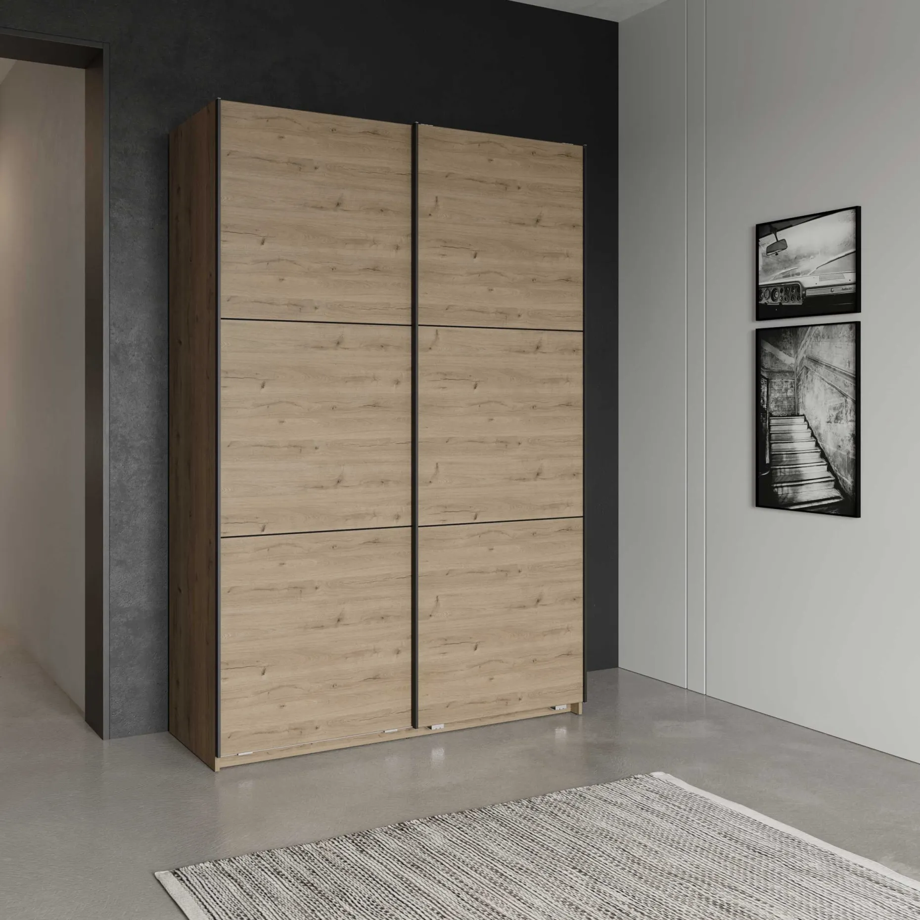 Alhambra Kleiderschrank - 148x60x223,70 cm - Braun/ Spanplatte