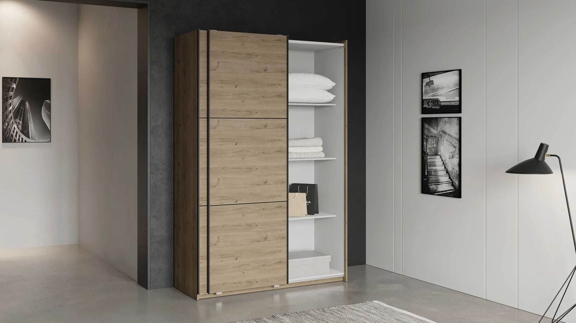 Alhambra Kleiderschrank - 148x60x223,70 cm - Braun/ Spanplatte