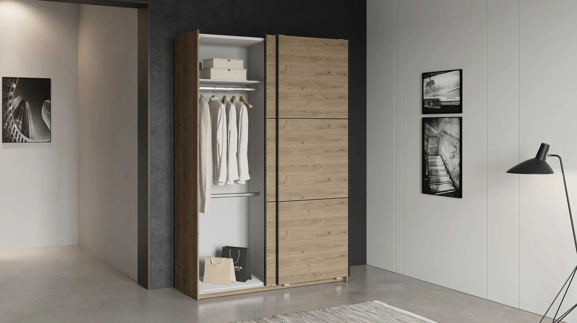 Alhambra Kleiderschrank - 148x60x223,70 cm - Braun/ Spanplatte