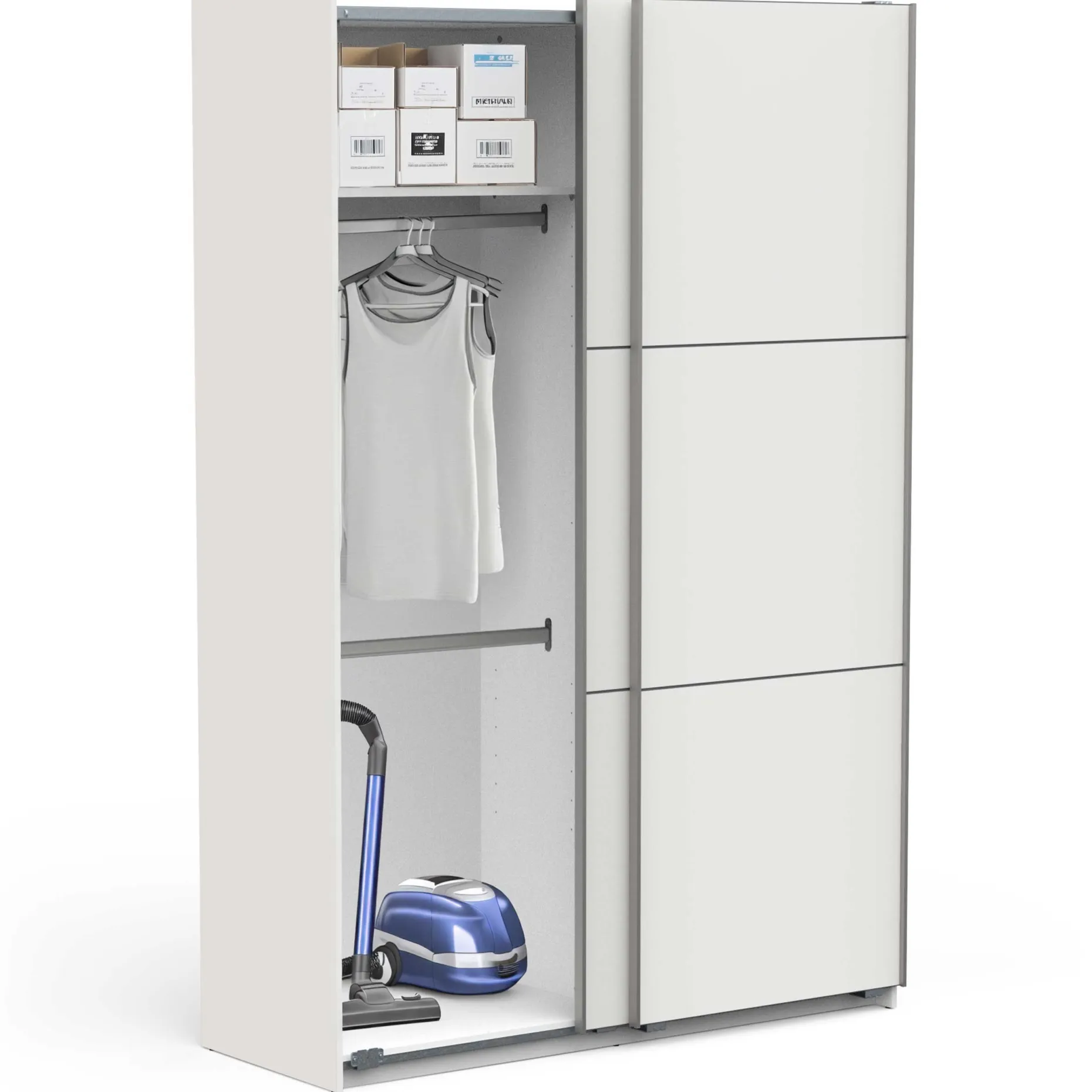 Alhambra Kleiderschrank - 148x60x223,70 cm - Weiß/Spanplatte