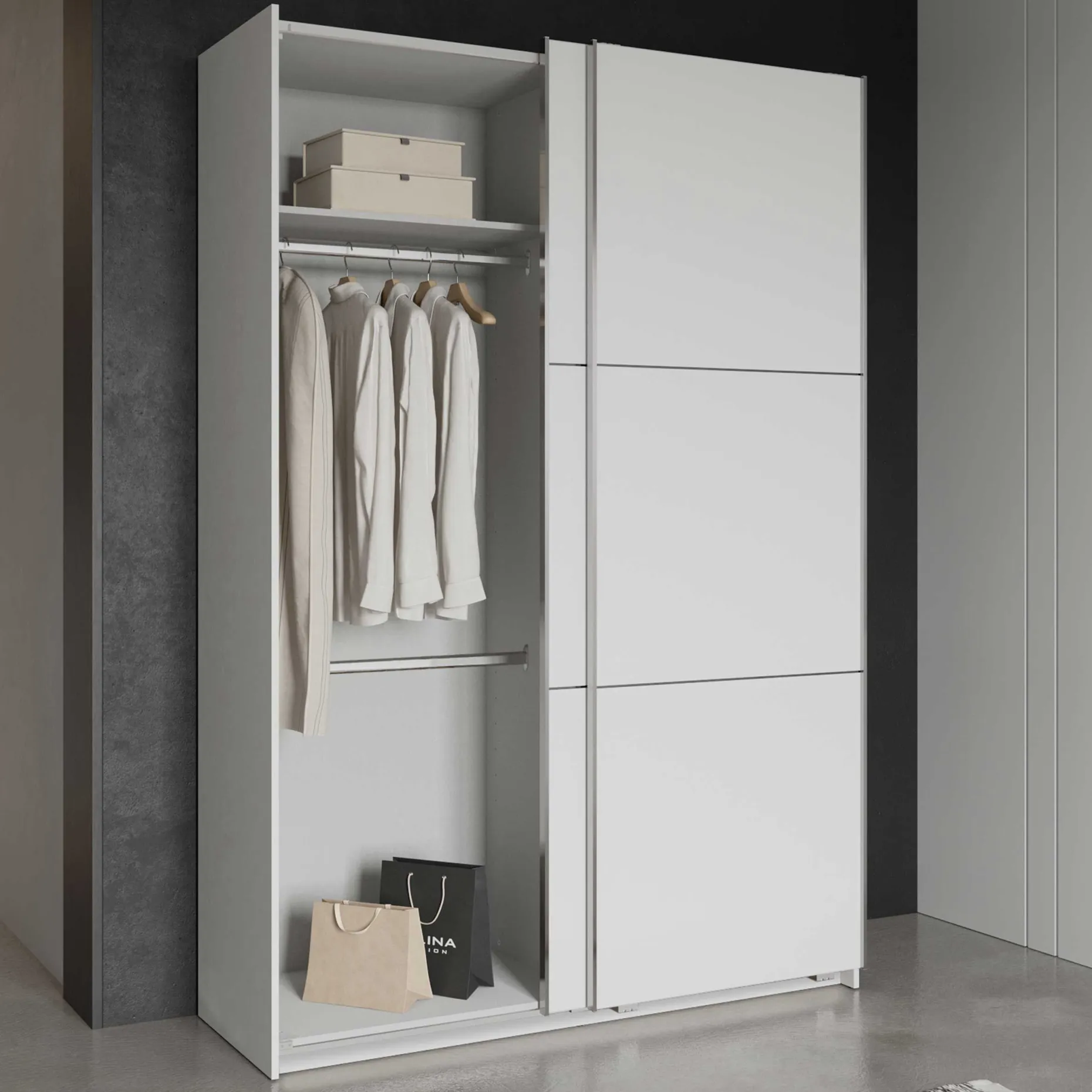 Alhambra Kleiderschrank - 148x60x223,70 cm - Weiß/Spanplatte