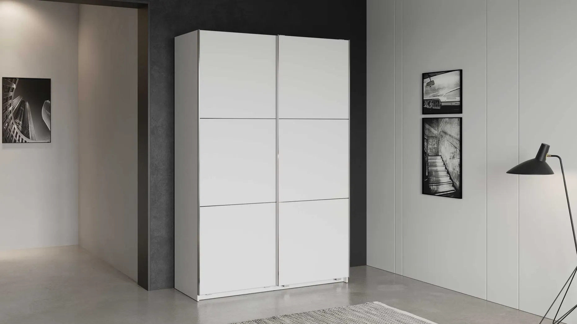 Alhambra Kleiderschrank - 148x60x223,70 cm - Weiß/Spanplatte