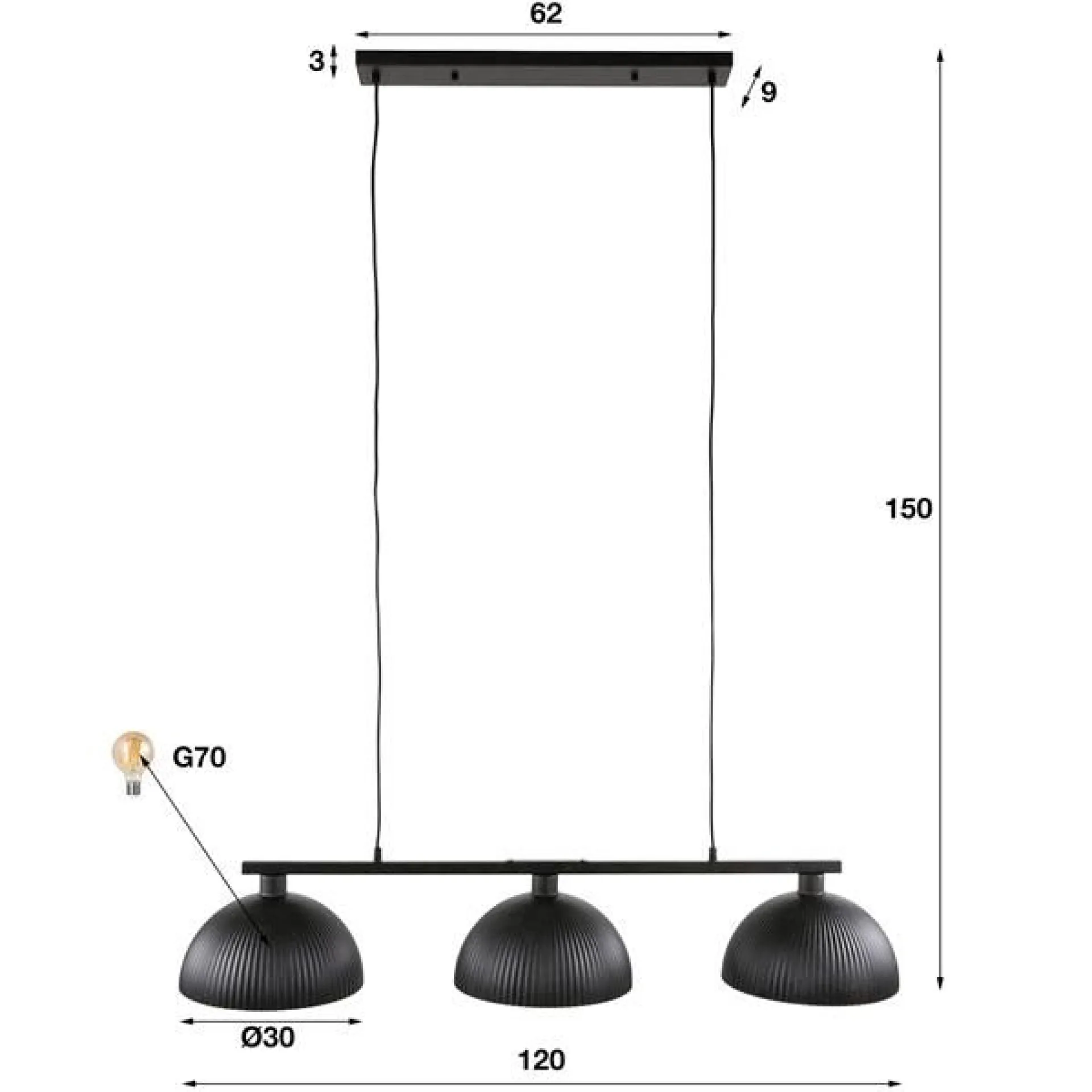 Emob Alinette Hängeleuchte 120 cm-Artic