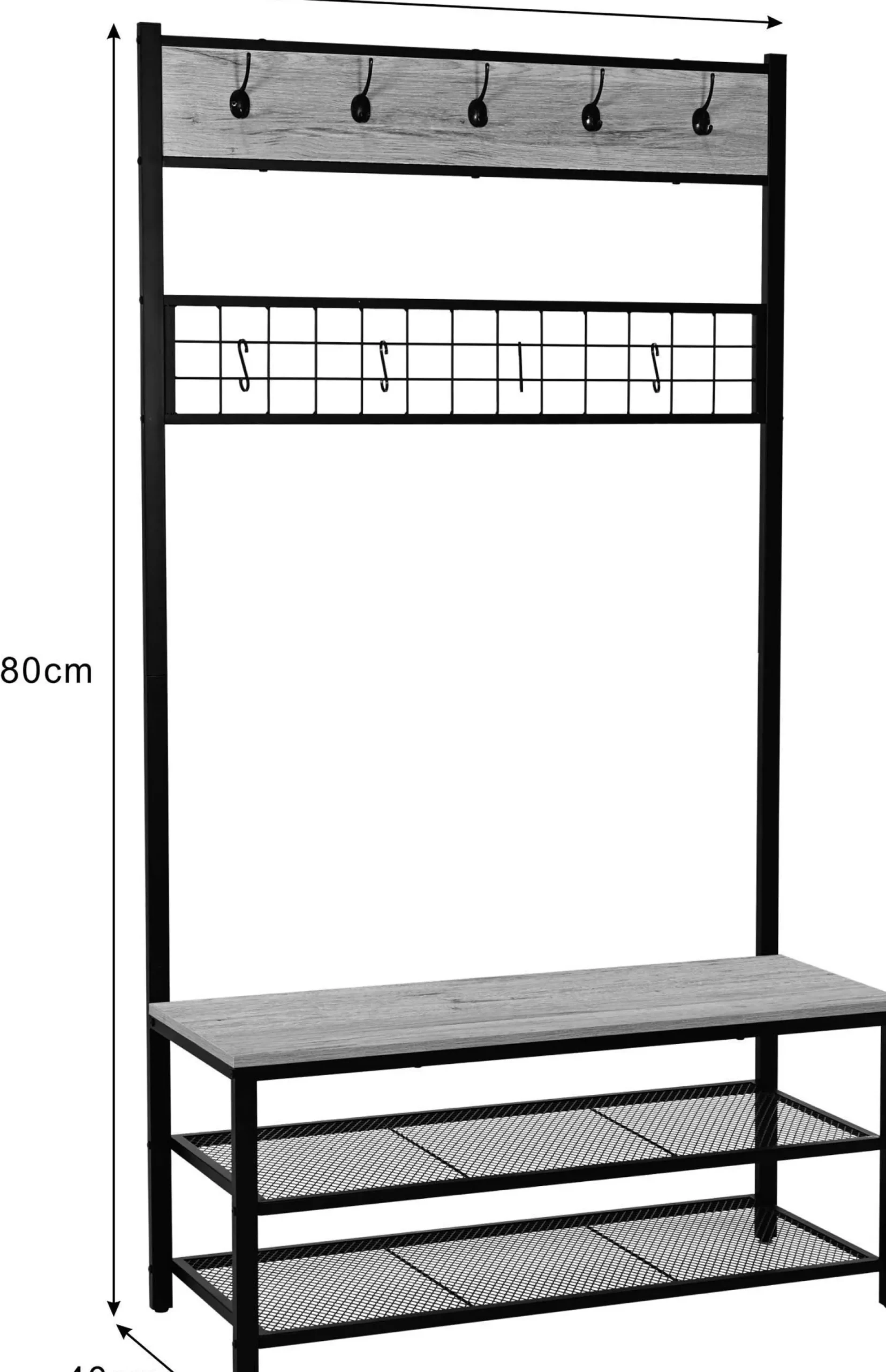 Alizee Kleiderschrank - 100x40x180cm - Eiche Dekor/schwarz