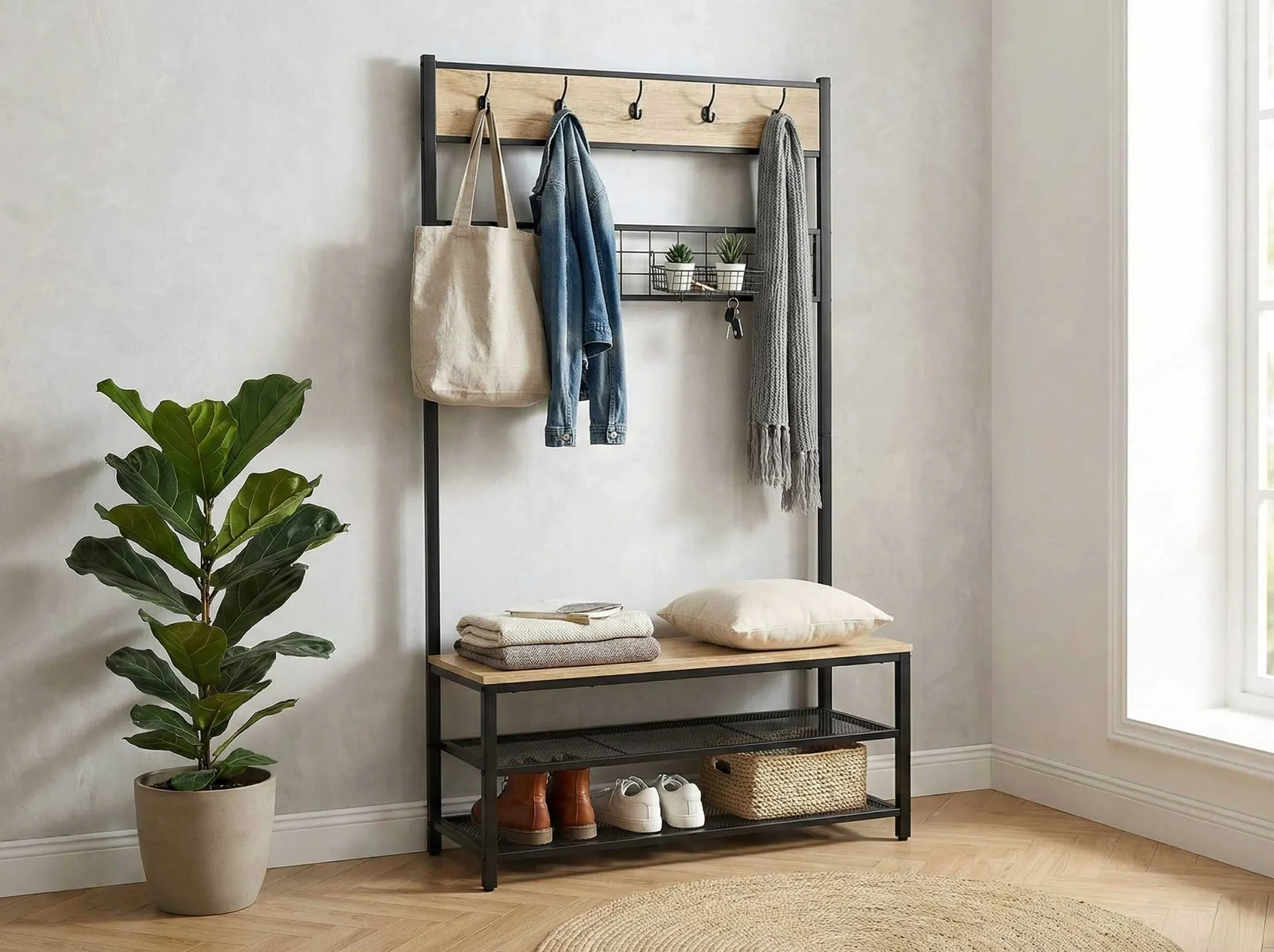 Alizee Kleiderschrank - 100x40x180cm - Eiche Dekor/schwarz