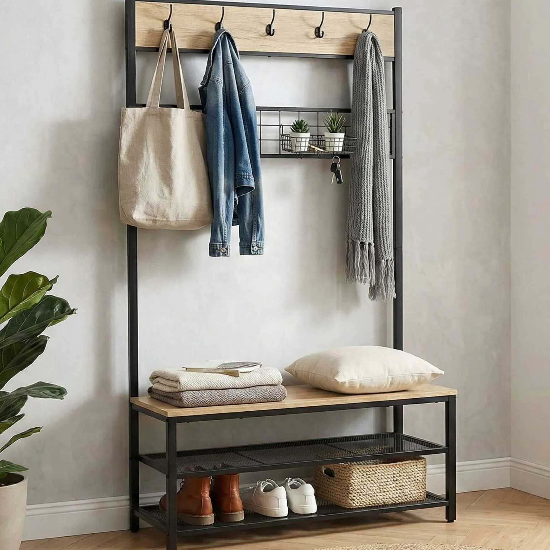 Alizee Kleiderschrank - 100x40x180cm - Eiche Dekor/schwarz
