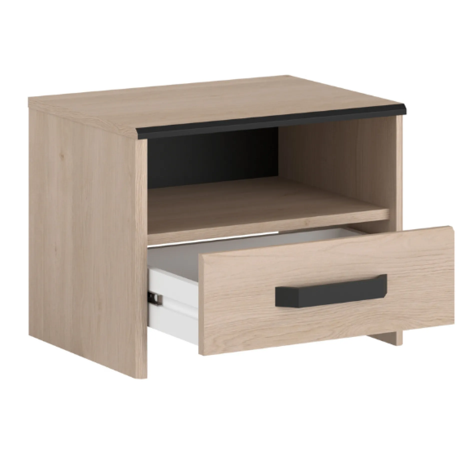 AlmaKinderzimmer : Bett 90x200cm, Nachttisch, Schreibtisch - Eiche Dekor
