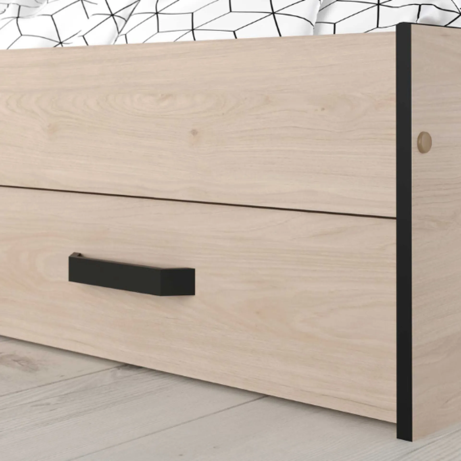 Kinder Parisot AlmaKinderzimmer : Bett 90x200cm, Nachttisch, Kommode - Eiche Dekor
