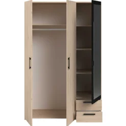 Parisot AlmaSchlafzimmer : Bett 160x200cm, Nachttisch, Kleiderschrank - Eichendekor
