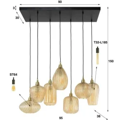Emob Ambrioso Hängeleuchte 95 cm-Amber