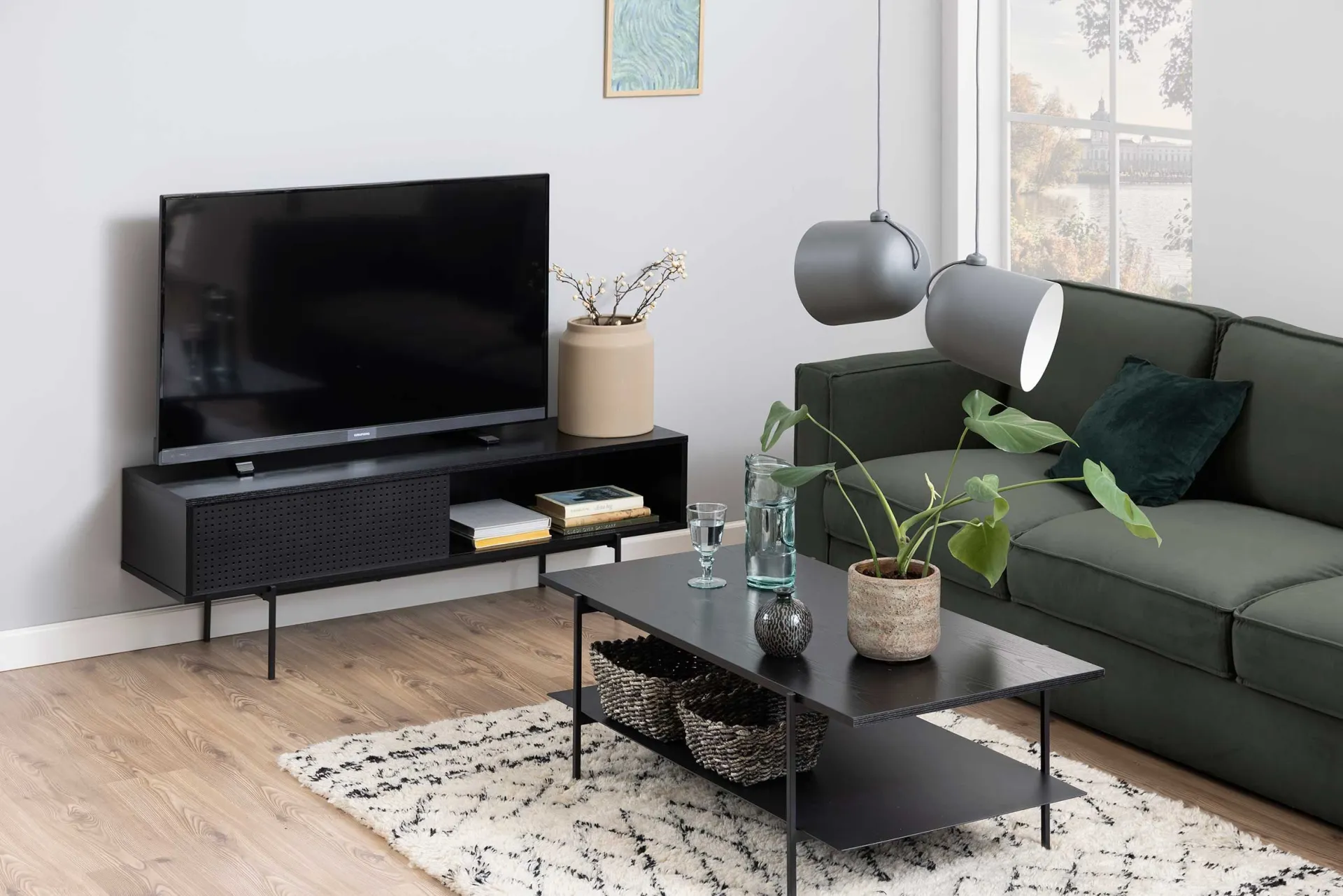 Emob Angus Rechteckiger Couchtisch - Esche Melamin | 115x60x40cm