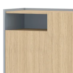 Anjes Schuhschrank 2 Flügeltüren, 1 offenes Fach und 4 Einlegeböden - Eiche hell/celadongrau