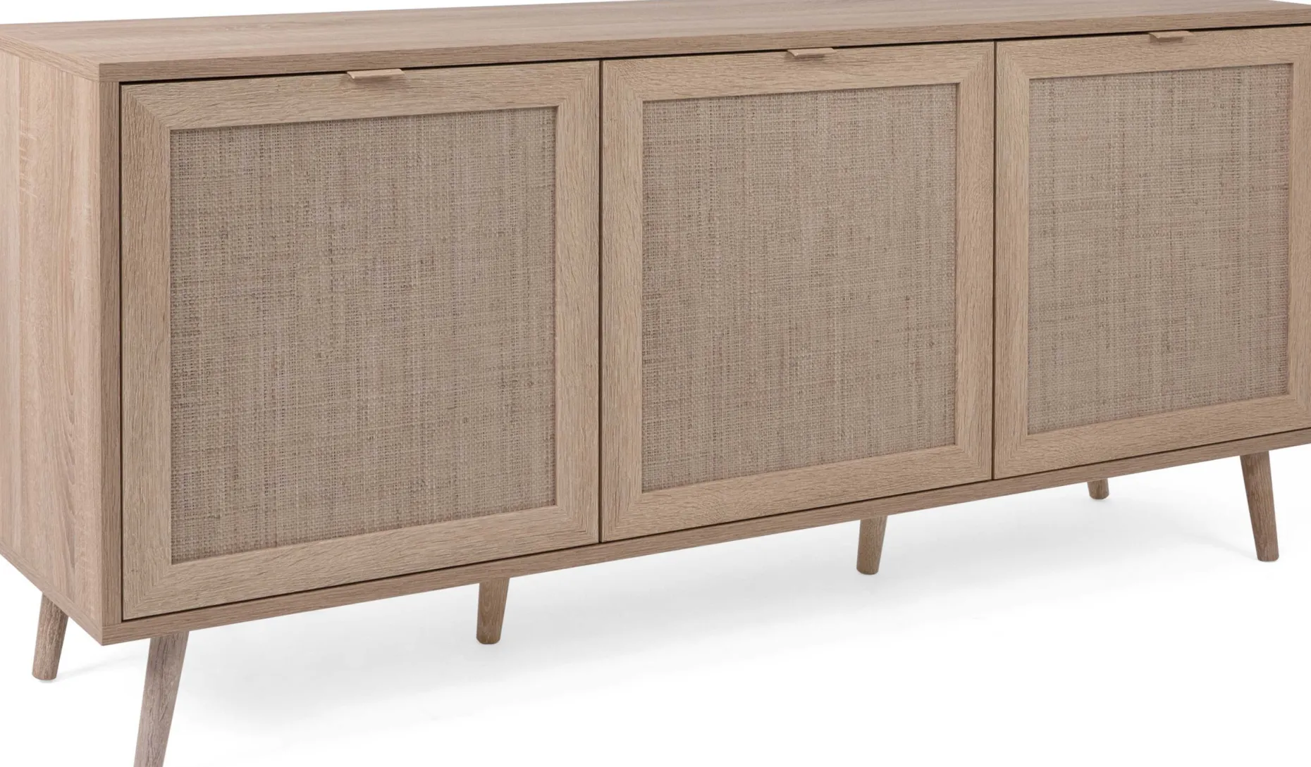 Anrichte Bilal 150cm 3 Türen - Eiche/rafia