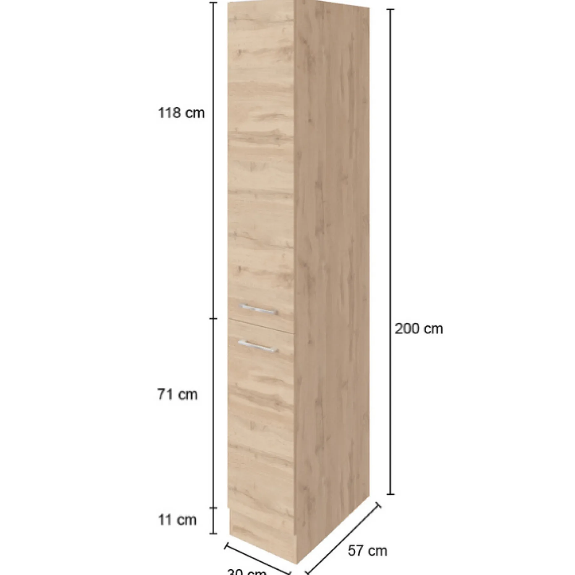 Apothekerschrank Sorrella 30cm 2 Schubladen - weiß/Eiche