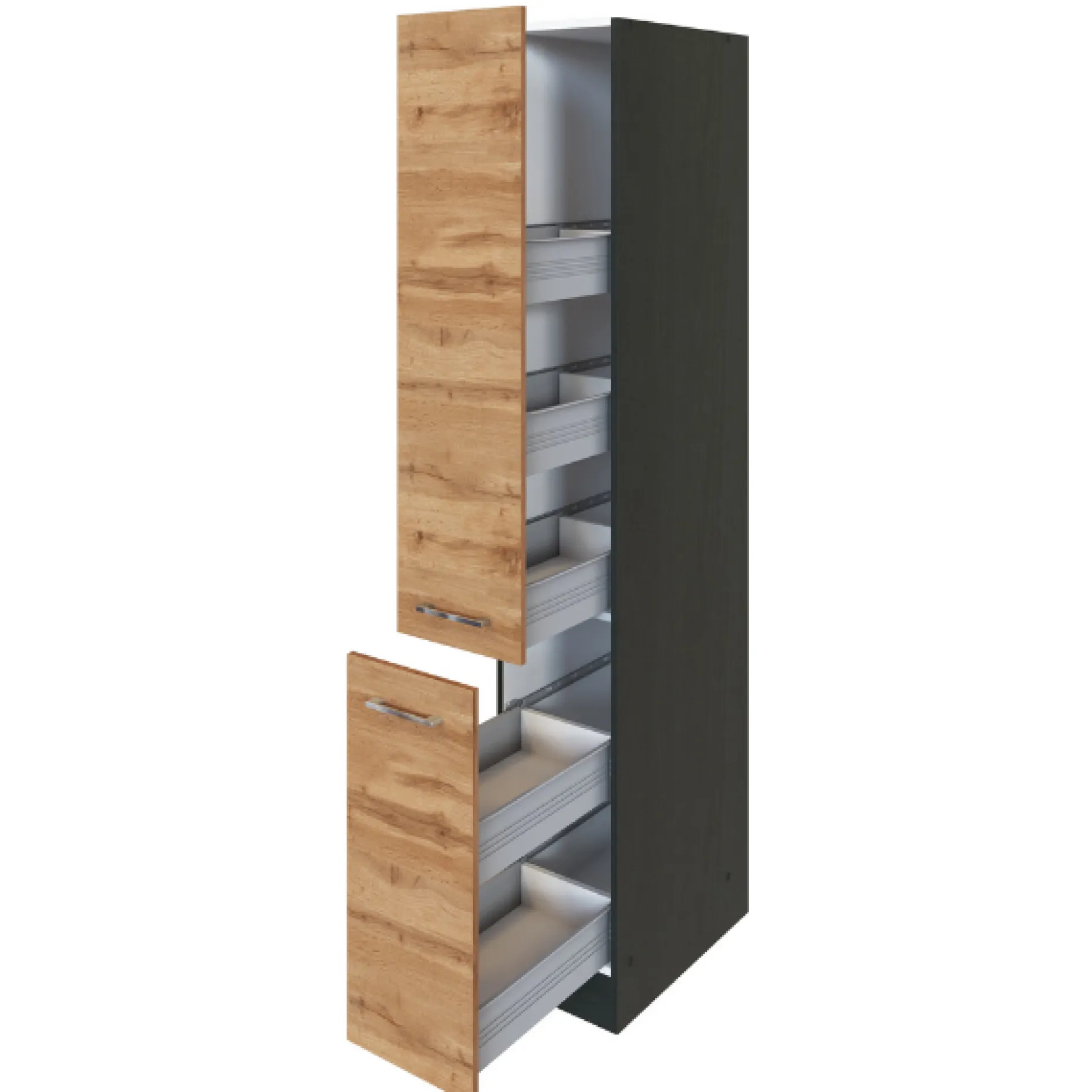 Apothekerschrank Sorrella 30cm 2 Schubladen - Eiche/Graphit