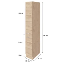 Apotheker Sorrella 30cm 2 Schubladen - Anthrazit/Eiche