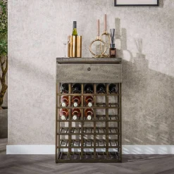Artisan Ferro Weinschrank mit Schublade in Antique Bronze