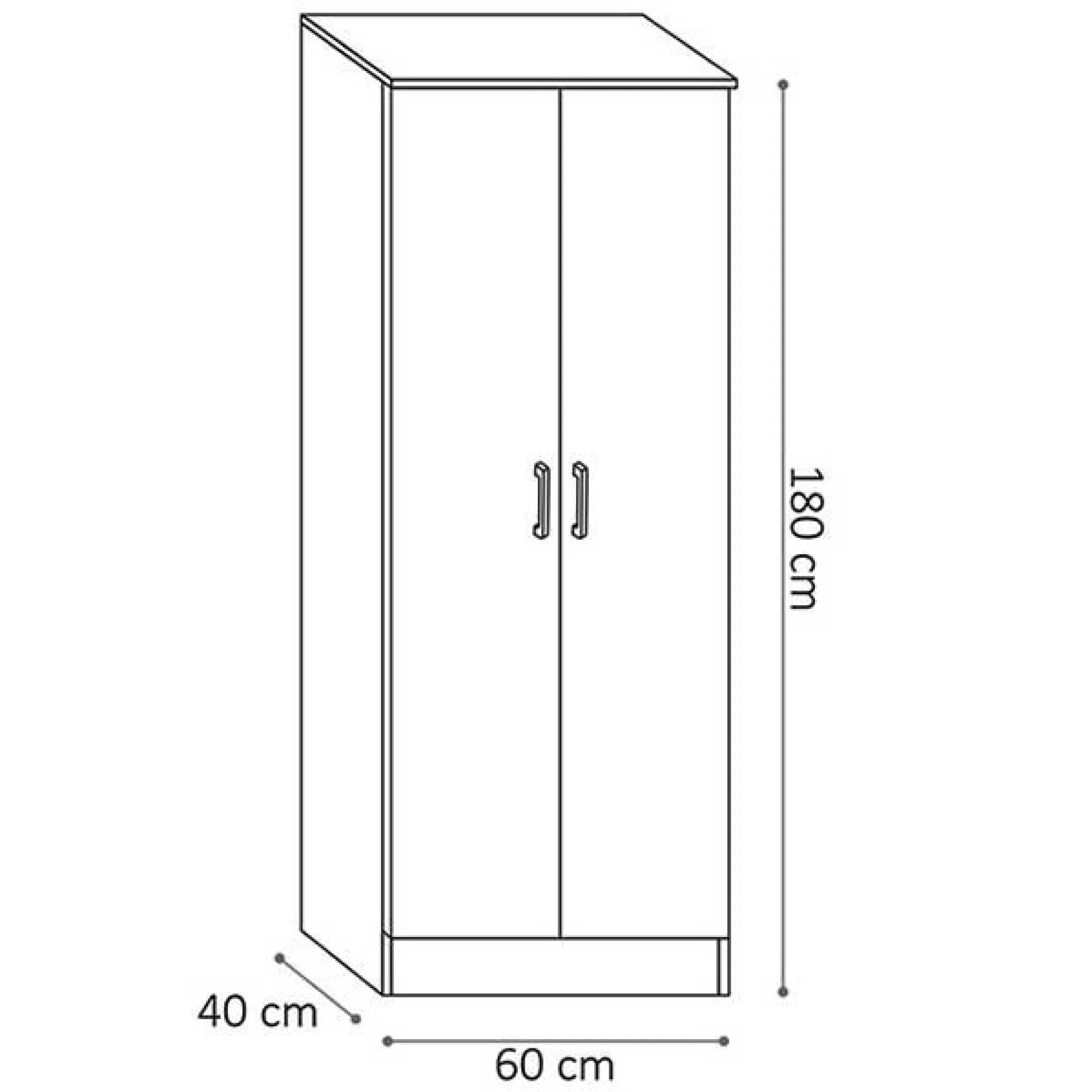 Aufbewahrungsschrank Ray 60cm mit 2 Türen und 4 Einlegeböden - Sonoma Eiche