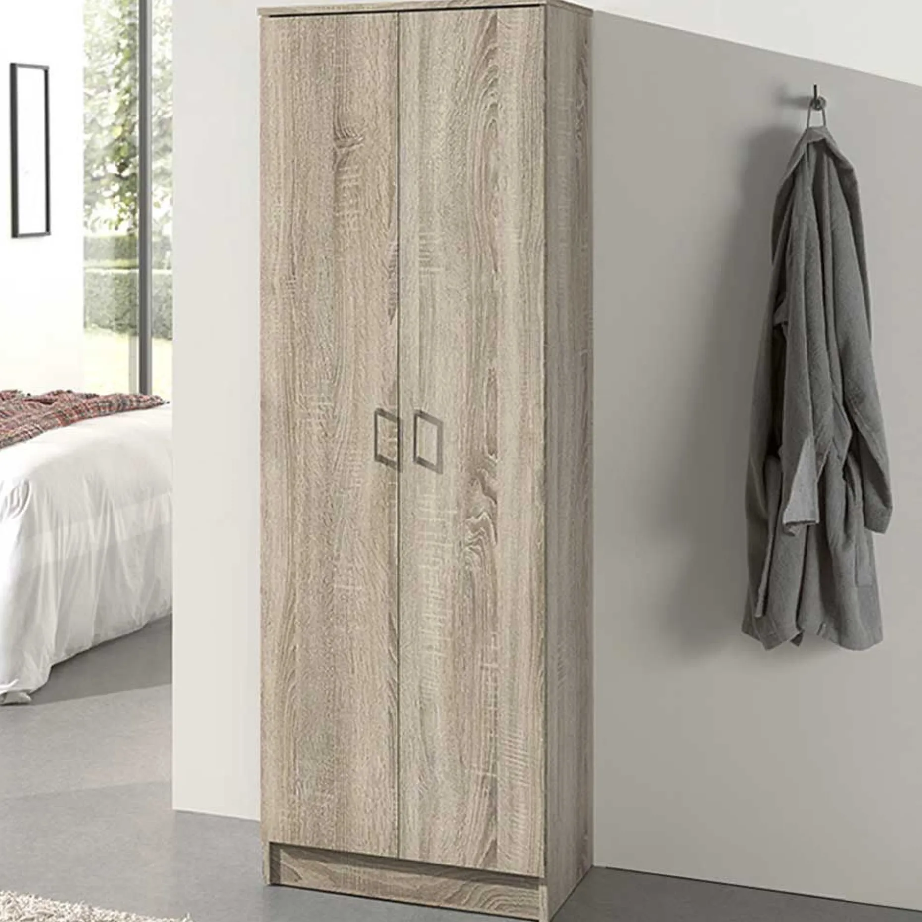 Aufbewahrungsschrank Ray 60cm mit 2 Türen und 4 Einlegeböden - Sonoma Eiche