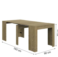 Gautier - Diagone Ausziehbare Konsole Di María | 58 x 90 x 77 cm | Eiche Silva Design