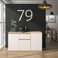 Gautier - Diagone Ausziehbarer Eckschreibtisch Gibral 155x136cm - weiß/Eiche Dekor