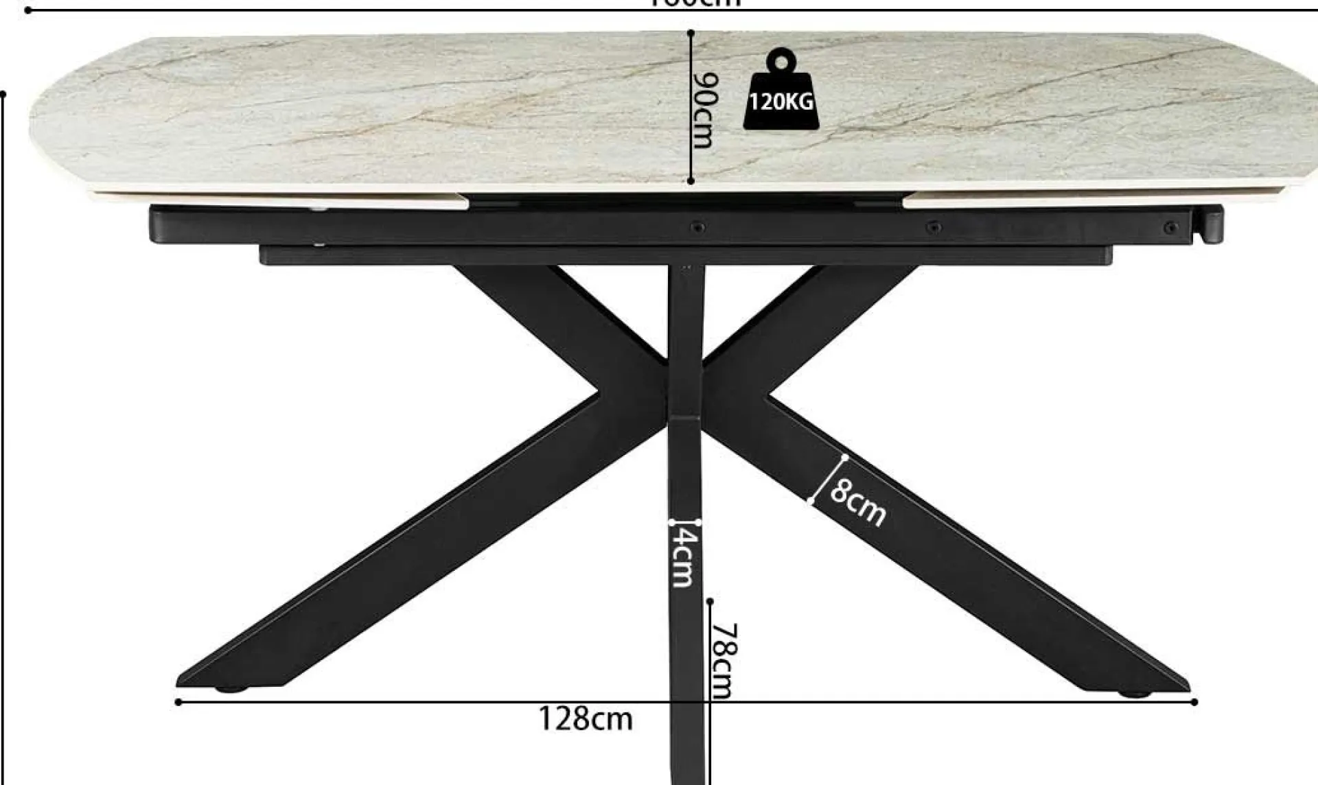 Rousseau Ausziehbarer Esstisch Aries - 160/240x90x77cm - gesinterter Stein -