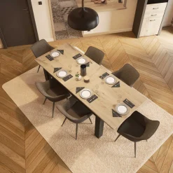 CBA Ausziehbarer Esstisch Aubrey - 170-230x90x77cm - Eiche Dekor/schwarz