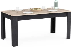 CBA Ausziehbarer Esstisch Aubrey - 170-230x90x77cm - Eiche Dekor/schwarz