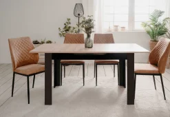 Finori Ausziehbarer Esstisch Birma - 125/165x80x75cm - Artisan Eiche/schwarz