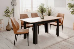 Finori Ausziehbarer Esstisch Birma - 125/165x80x75cm - Artisan Eiche/schwarz
