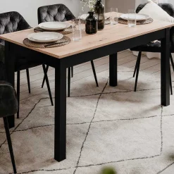 Finori Ausziehbarer Esstisch Coburg 140/180 x 80cm - Eiche Dekor/schwarz