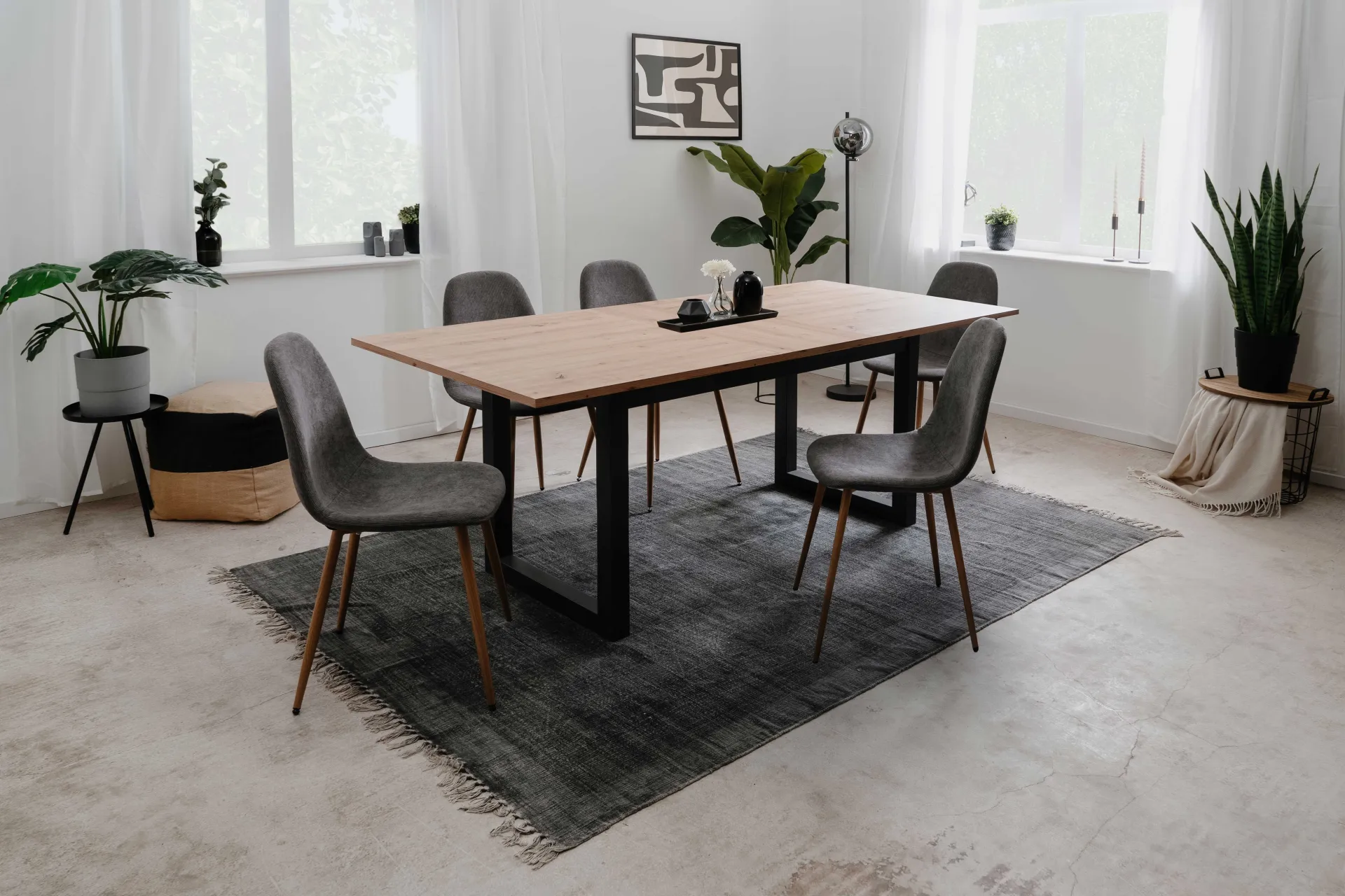 Finori Ausziehbarer Esstisch Damon 160/200x90 - Artisan Eiche/Anthrazit