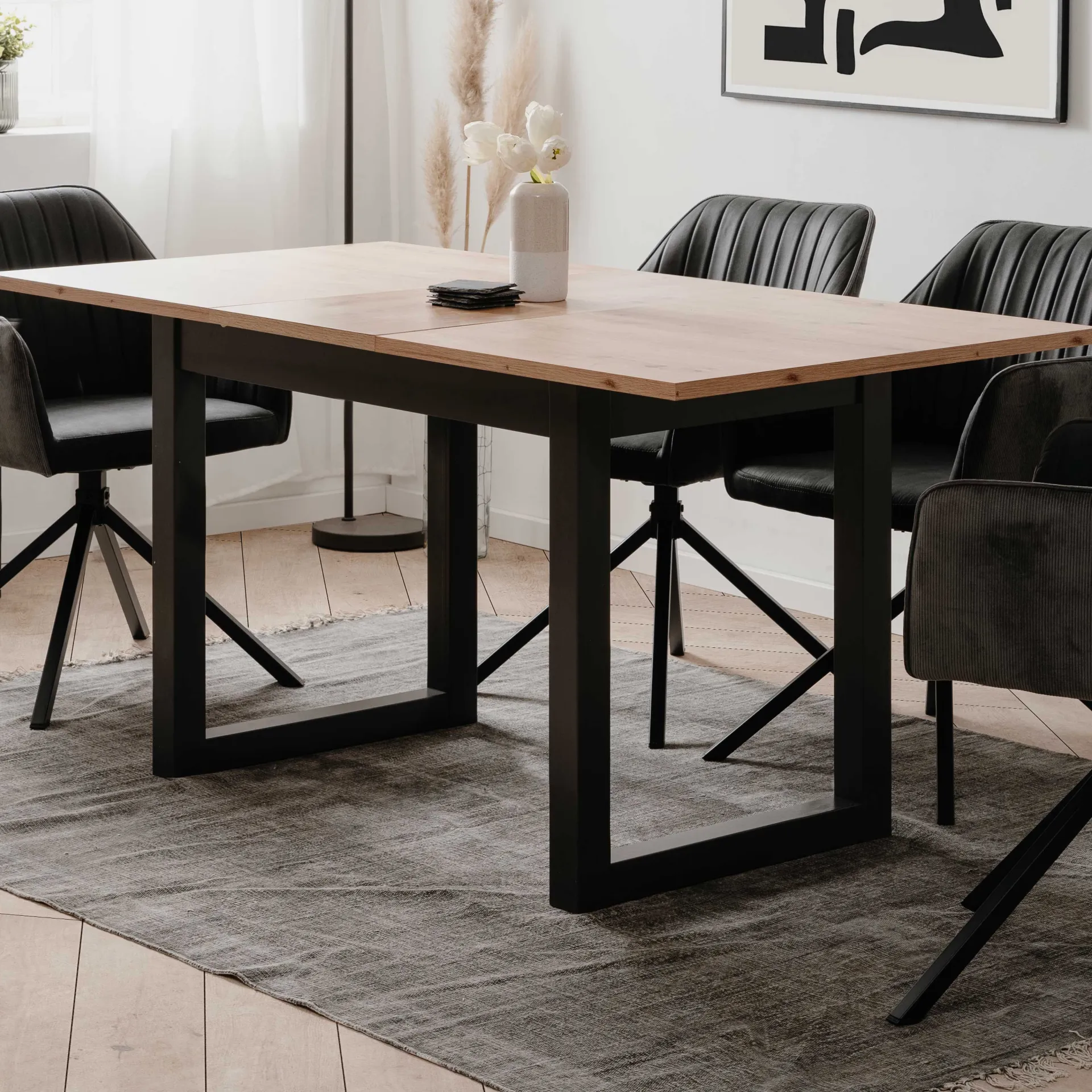 Finori Ausziehbarer Esstisch Damon 120/160x90 - Eiche/anthrazit