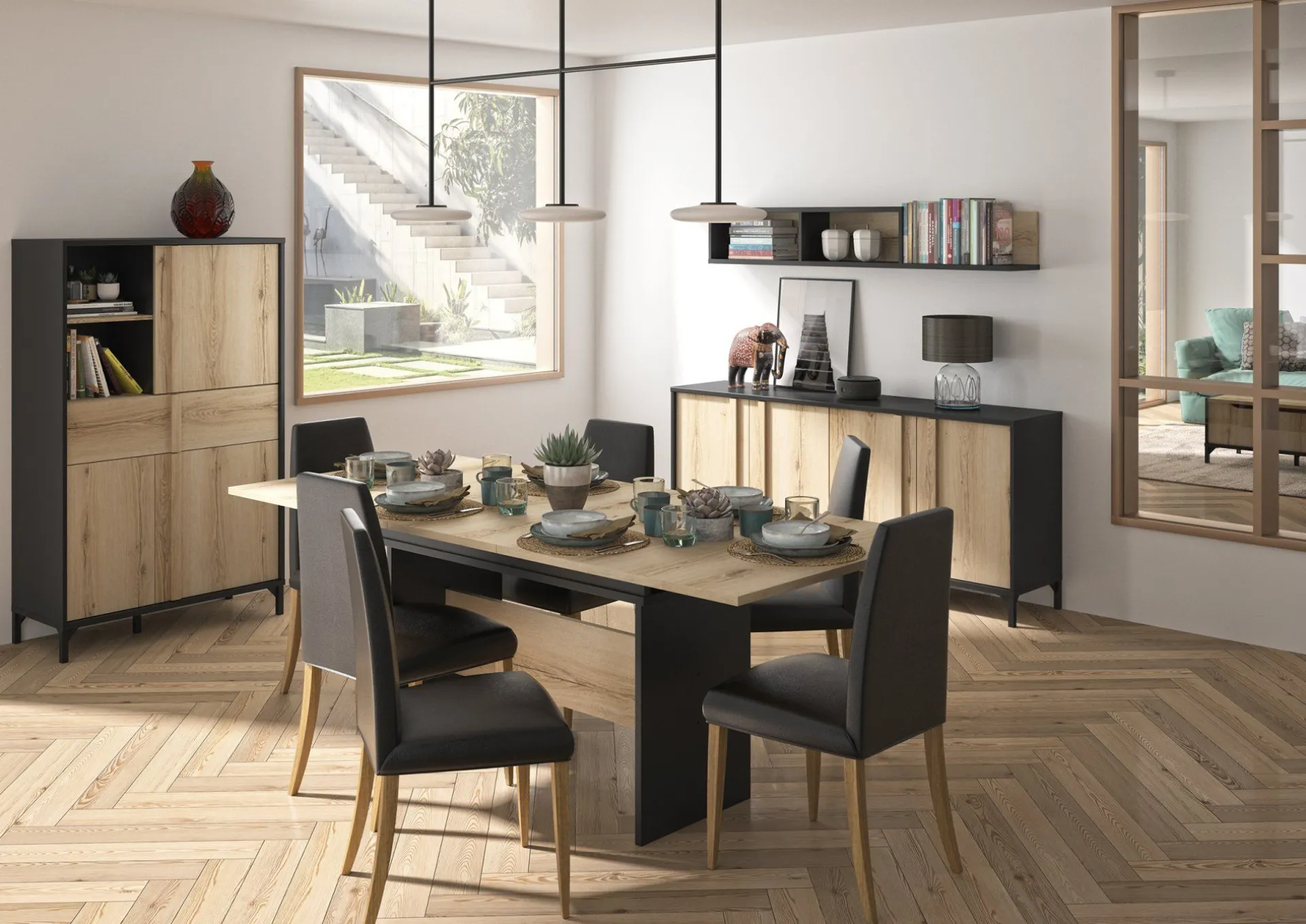 Gautier - Gami Ausziehbarer Esstisch Esteban | 205 x 90 x 77 cm | Helvezia Oak Design