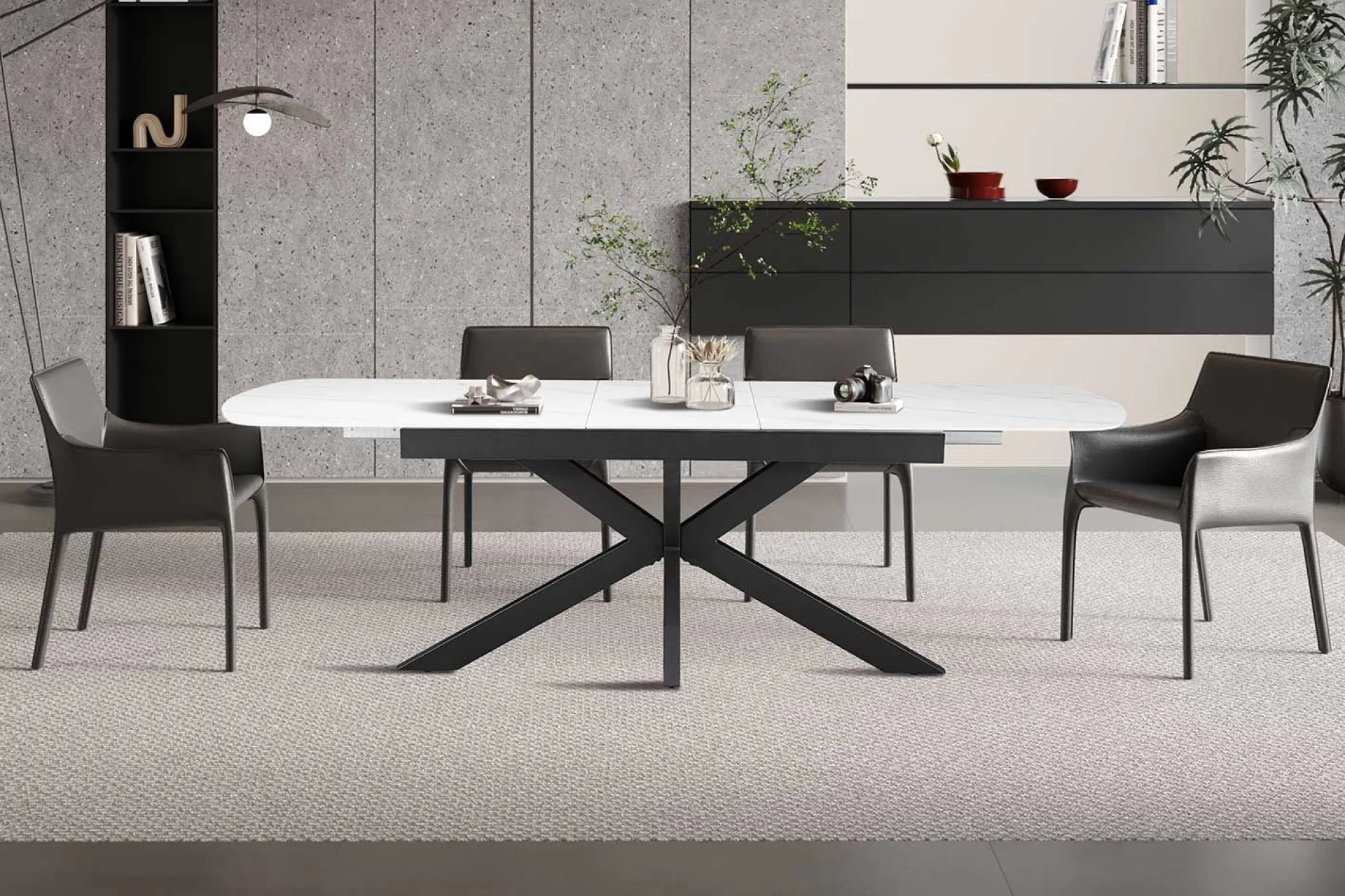 Rousseau Ausziehbarer Esstisch Hestia - 180/220x90x76cm - gesinterter Stein - Marmor