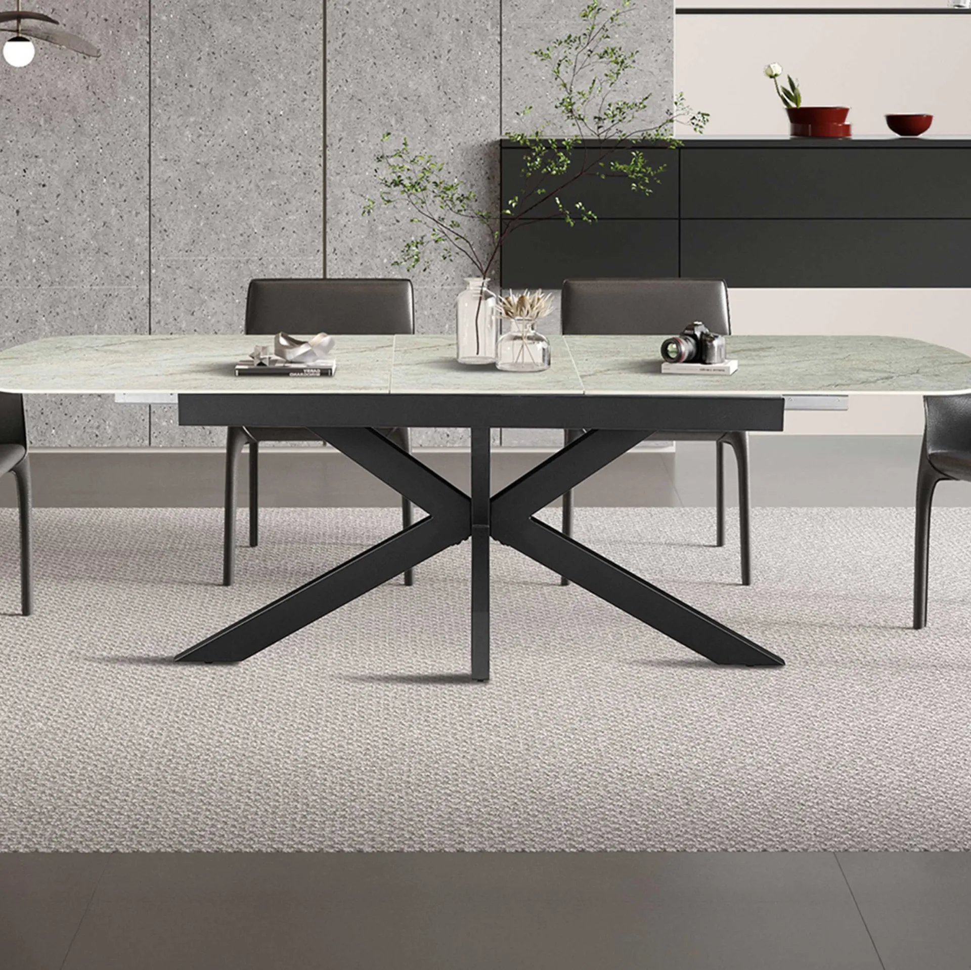 Rousseau Ausziehbarer Esstisch Hestia - 180/220x90x76cm - gesinterter Stein -