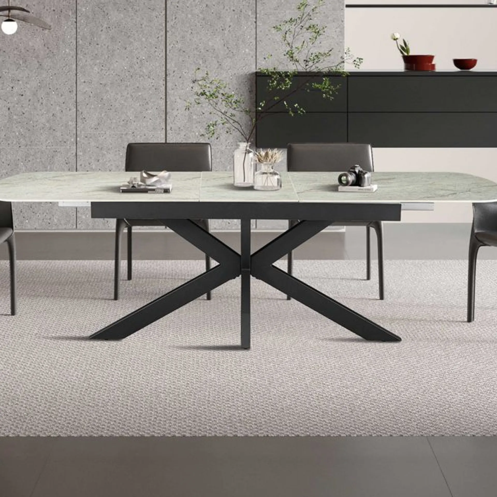 Rousseau Ausziehbarer Esstisch Hestia - 180/220x90x76cm - gesinterter Stein -
